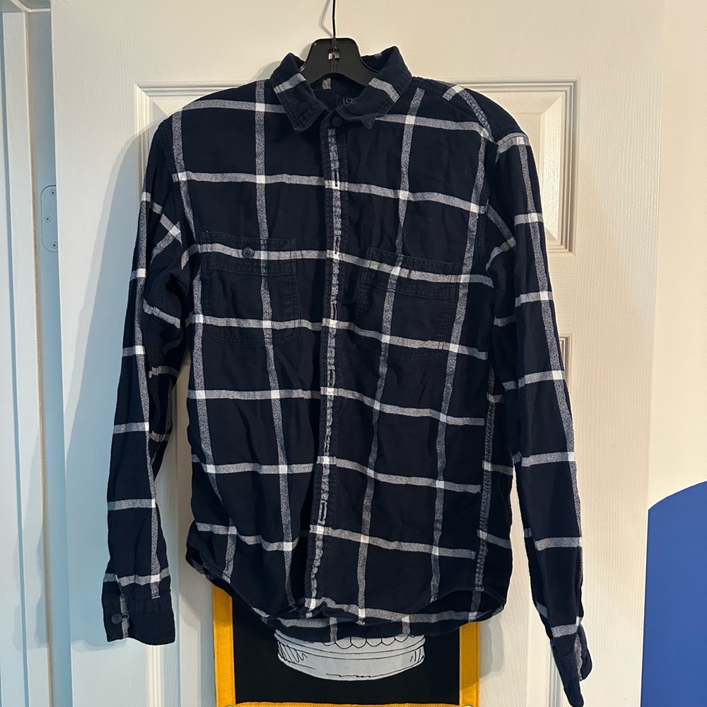 J. Crew Men's Dark Blue Plaid Shirt Jacket